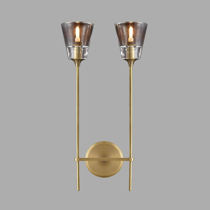 Skørter | Cone-Shaped Bathroom Wall Light Retro Clear Glass 1/2 Light Black/Brass LED Wall Mount Lighting