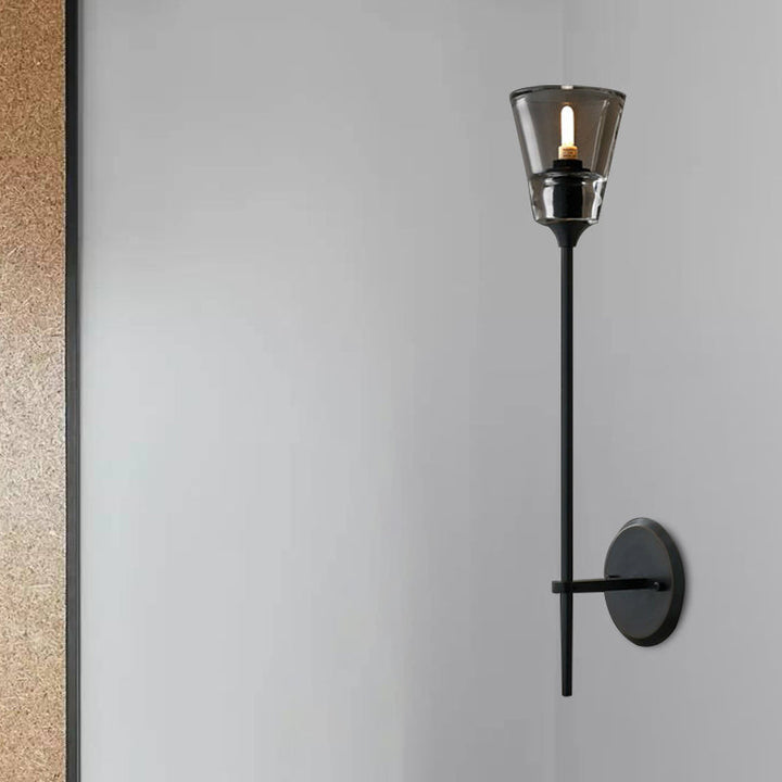 Skørter | Cone-Shaped Bathroom Wall Light Retro Clear Glass 1/2 Light Black/Brass LED Wall Mount Lighting