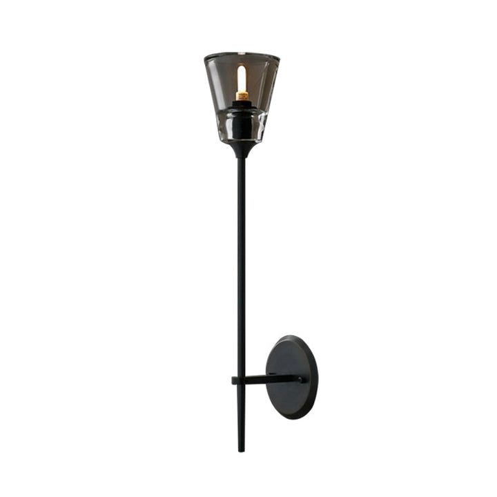 Skørter | Cone-Shaped Bathroom Wall Light Retro Clear Glass 1/2 Light Black/Brass LED Wall Mount Lighting