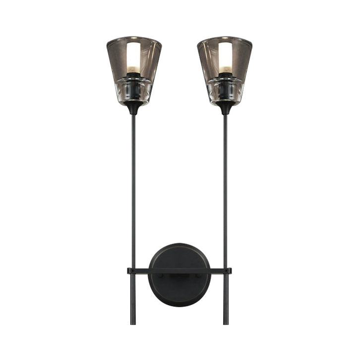 Skørter | Cone-Shaped Bathroom Wall Light Retro Clear Glass 1/2 Light Black/Brass LED Wall Mount Lighting