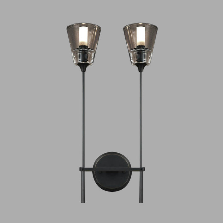 Skørter | Cone-Shaped Bathroom Wall Light Retro Clear Glass 1/2 Light Black/Brass LED Wall Mount Lighting