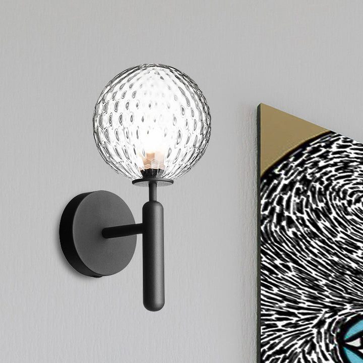 Skørter | Black Globe Wall Lamp Minimalist Dimple Glass Single Bulb Bathroom Wall Mounted Light Fixture