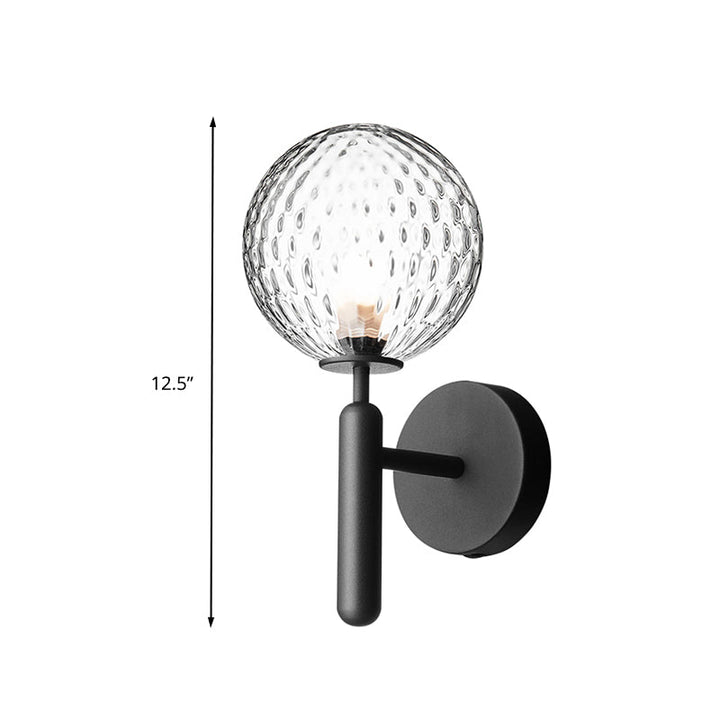 Skørter | Black Globe Wall Lamp Minimalist Dimple Glass Single Bulb Bathroom Wall Mounted Light Fixture