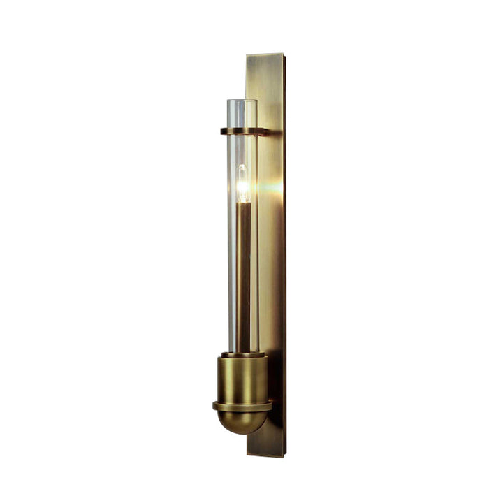 Skørter | Clear Glass Linear Wall Lamp Traditionalism 1 Light Living Room LED Wall Mount Lighting in Brass