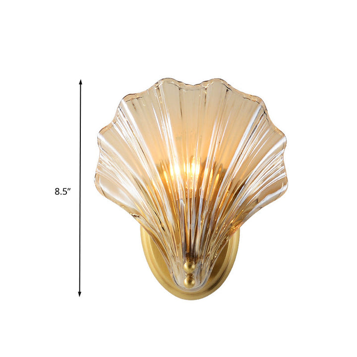 Skørter | 1 Bulb Wall Mount Light Traditionalist Bedroom LED Wall Sconces Lighting with Shell Clear Glass Shade