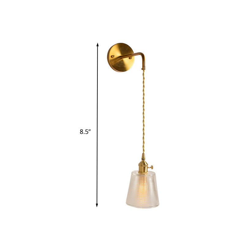 Skørter | Prismatic Glass Gold Wall Lamp Cylinder/Vase/Flower Single Bulb Traditionalism LED Wall Mounted Light Fixture