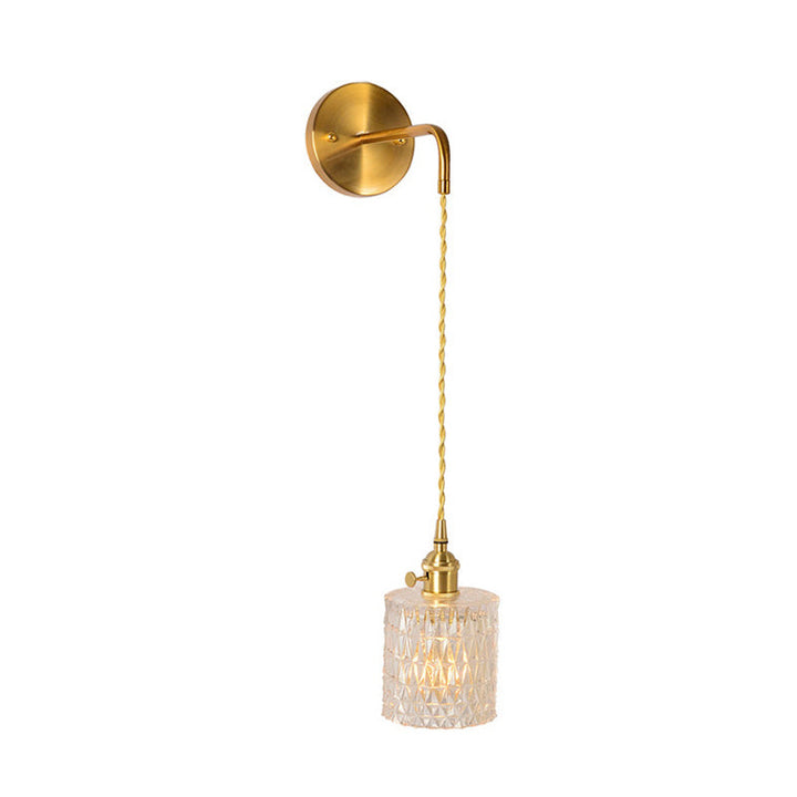 Skørter | Prismatic Glass Gold Wall Lamp Cylinder/Vase/Flower Single Bulb Traditionalism LED Wall Mounted Light Fixture