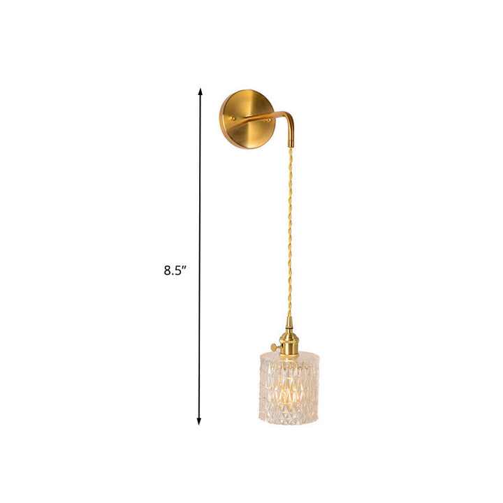 Skørter | Prismatic Glass Gold Wall Lamp Cylinder/Vase/Flower Single Bulb Traditionalism LED Wall Mounted Light Fixture