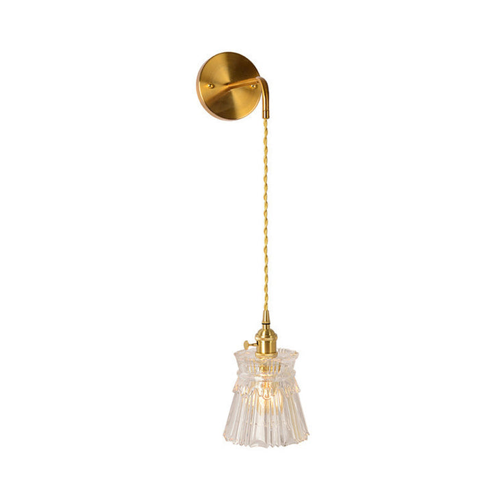Skørter | Prismatic Glass Gold Wall Lamp Cylinder/Vase/Flower Single Bulb Traditionalism LED Wall Mounted Light Fixture