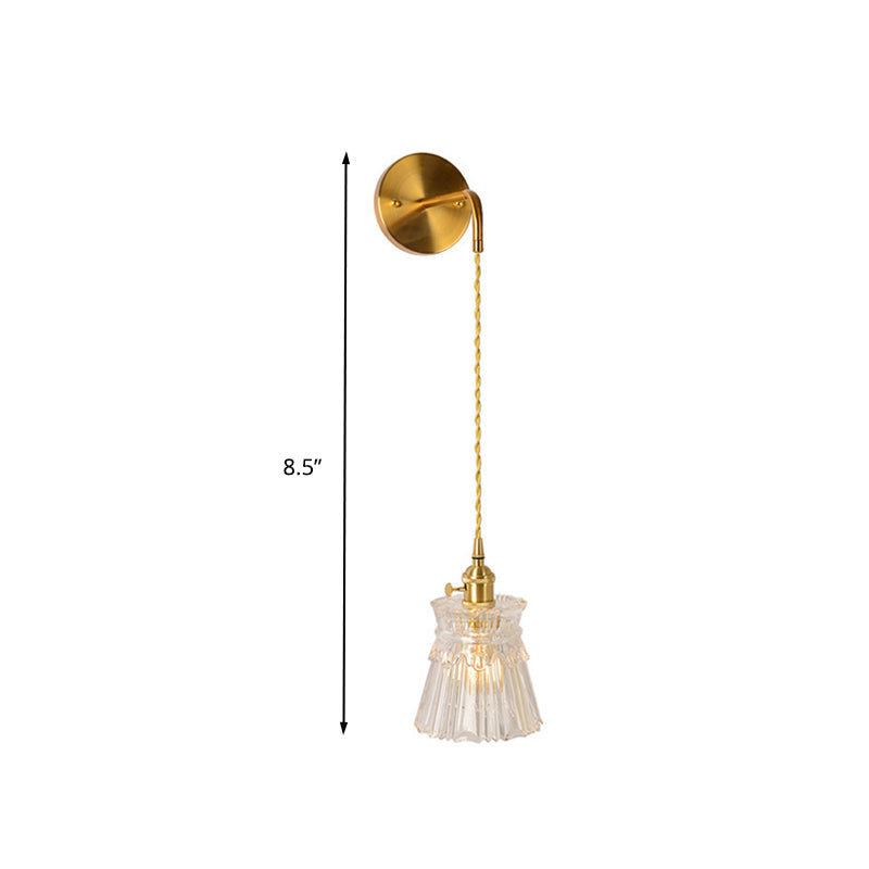Skørter | Prismatic Glass Gold Wall Lamp Cylinder/Vase/Flower Single Bulb Traditionalism LED Wall Mounted Light Fixture