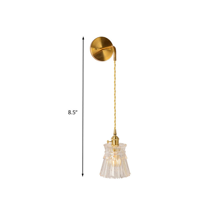 Skørter | Prismatic Glass Gold Wall Lamp Cylinder/Vase/Flower Single Bulb Traditionalism LED Wall Mounted Light Fixture