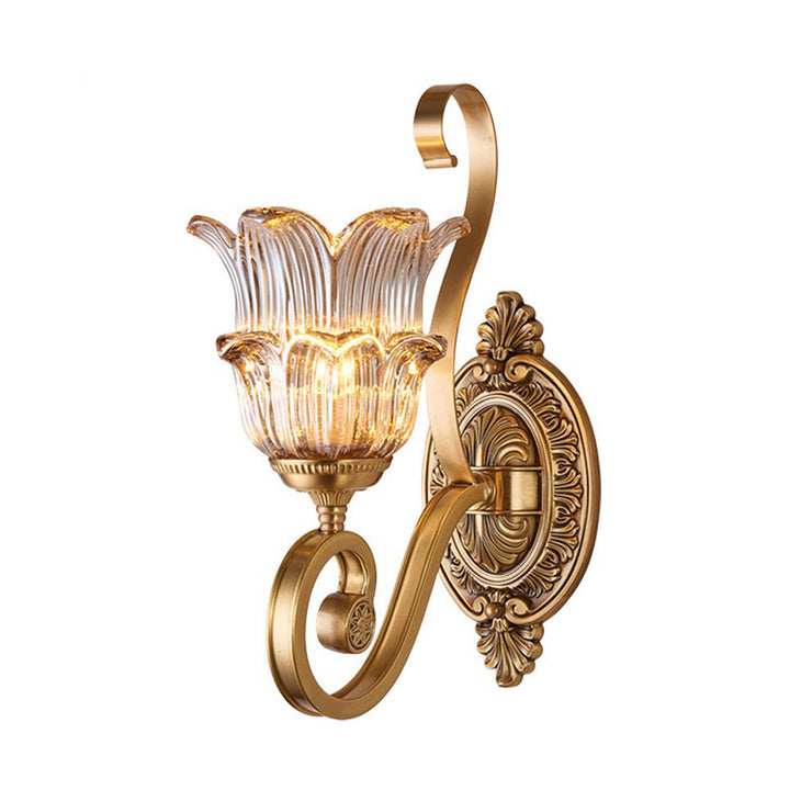 Skørter | Brass Flower Wall Lamp Vintage Clear Prism Glass 1/2 Lights Living Room LED Wall Lamp