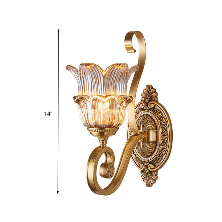 Skørter | Brass Flower Wall Lamp Vintage Clear Prism Glass 1/2 Lights Living Room LED Wall Lamp