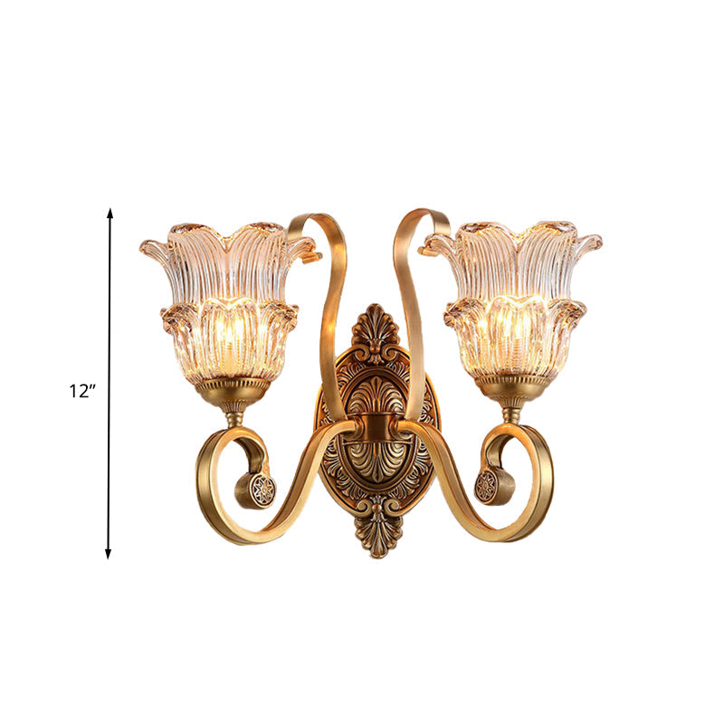 Skørter | Brass Flower Wall Lamp Vintage Clear Prism Glass 1/2 Lights Living Room LED Wall Lamp