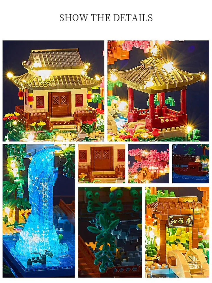Lisslune | 3320PCS Blocks Treehouse Diamond Building Garden Architecture Waterfall Light DIY Bricks Cherry Blossom Toy for Children Adult Gift