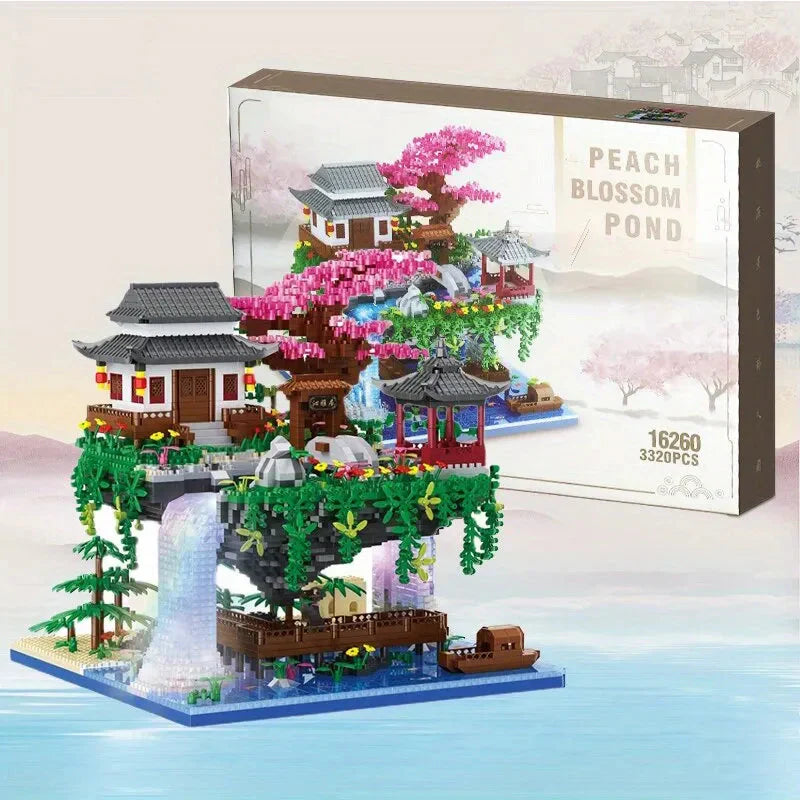 Lisslune | 3320PCS Blocks Treehouse Diamond Building Garden Architecture Waterfall Light DIY Bricks Cherry Blossom Toy for Children Adult Gift