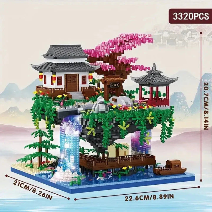 Lisslune | 3320PCS Blocks Treehouse Diamond Building Garden Architecture Waterfall Light DIY Bricks Cherry Blossom Toy for Children Adult Gift