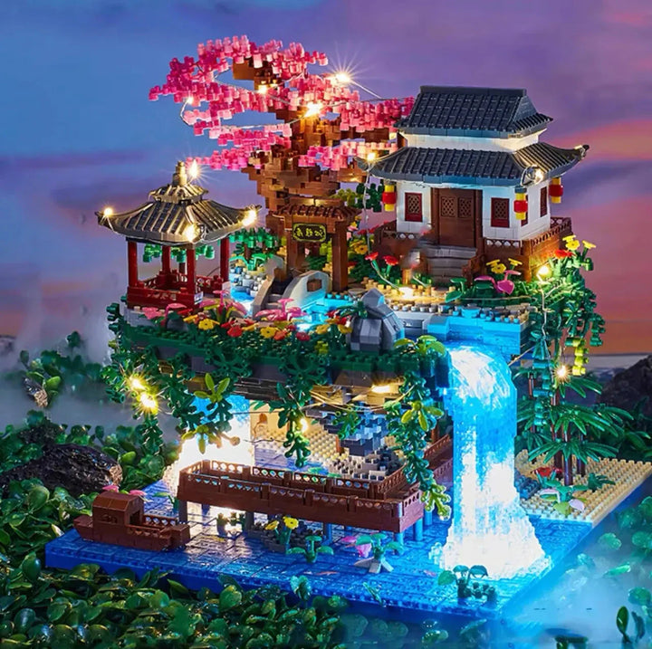 Lisslune | 3320PCS Blocks Treehouse Diamond Building Garden Architecture Waterfall Light DIY Bricks Cherry Blossom Toy for Children Adult Gift