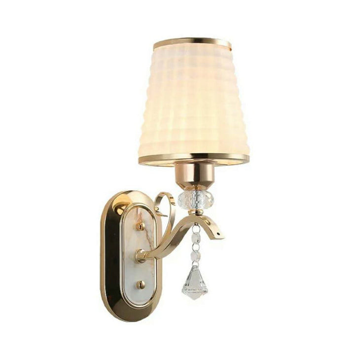Skørter | Wicker Glass Gold Wall Lighting Conen Single Light Vintage LED Wall Mounted Light with Crystal Accent