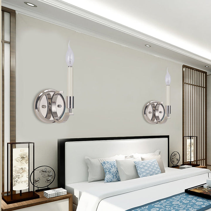 Skørter | 1/4 Lights Metallic Wall Light Traditional Silver Candle Style Bedroom Wall Lamp