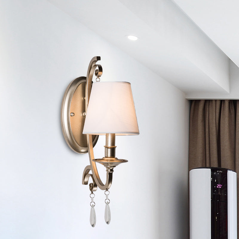 Skørter | Brass Tapered/Candle Wall Lamp Rustic Clear Crystal 1/2 Heads Bedroom Wall Mounted Light with Shade/without Shade