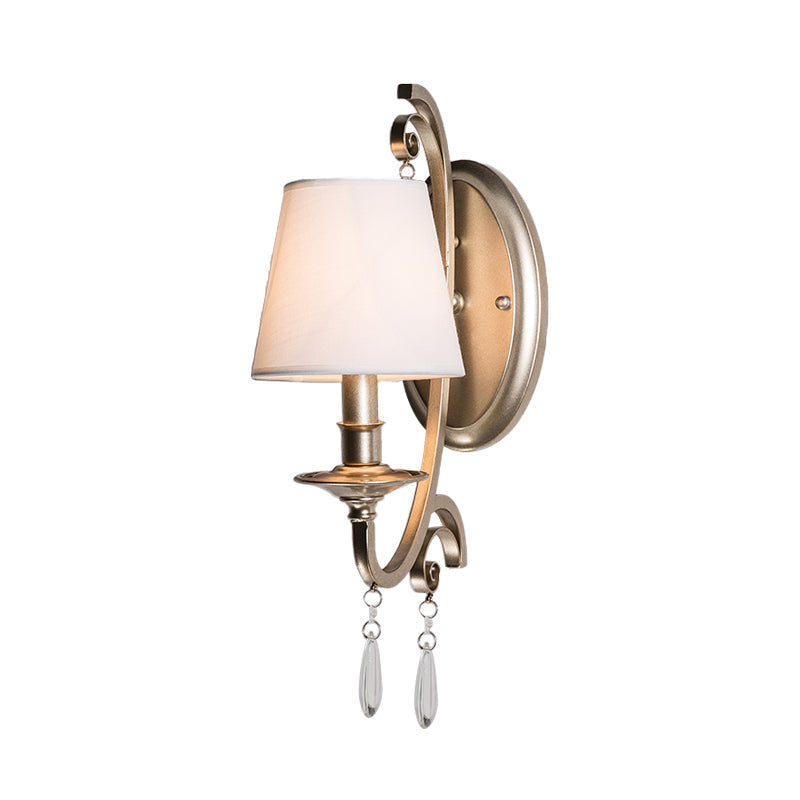 Skørter | Brass Tapered/Candle Wall Lamp Rustic Clear Crystal 1/2 Heads Bedroom Wall Mounted Light with Shade/without Shade
