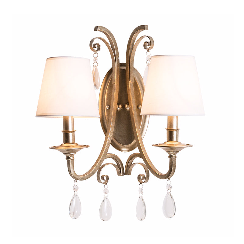Skørter | Brass Tapered/Candle Wall Lamp Rustic Clear Crystal 1/2 Heads Bedroom Wall Mounted Light with Shade/without Shade