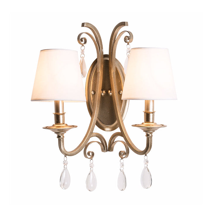 Skørter | Brass Tapered/Candle Wall Lamp Rustic Clear Crystal 1/2 Heads Bedroom Wall Mounted Light with Shade/without Shade