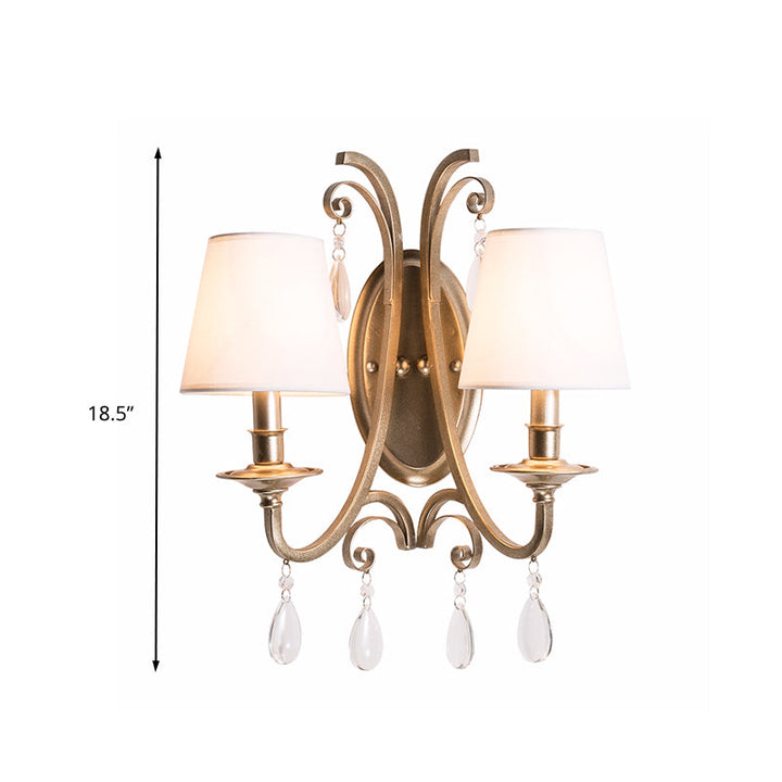 Skørter | Brass Tapered/Candle Wall Lamp Rustic Clear Crystal 1/2 Heads Bedroom Wall Mounted Light with Shade/without Shade