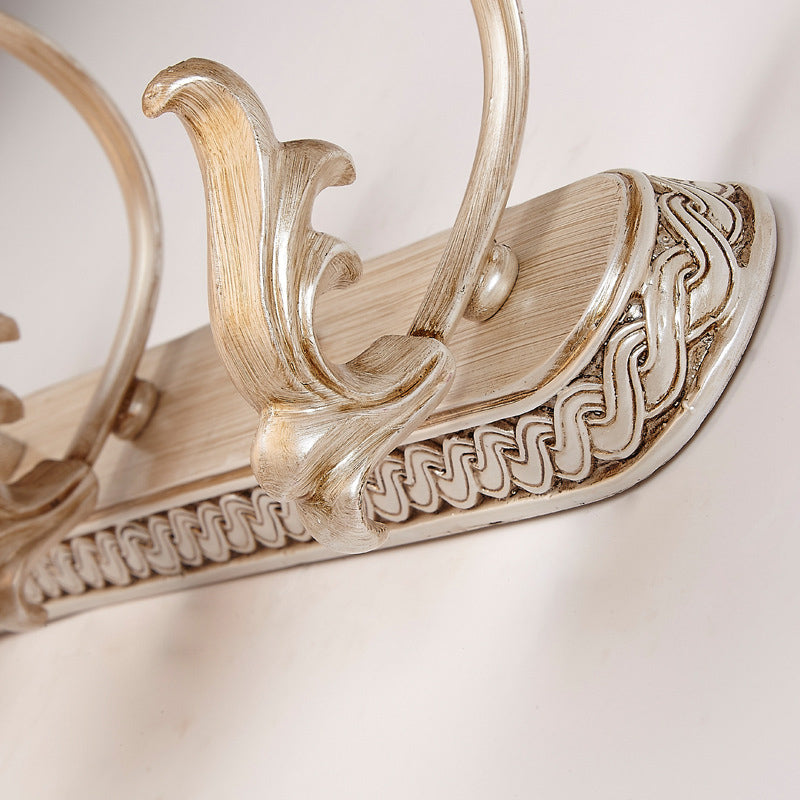 Skørter | Traditional Flower Shade Vanity Wall Lamp Milk Glass 2/3 Cups Bathroom Wall Light with Curved Arm in Khaki