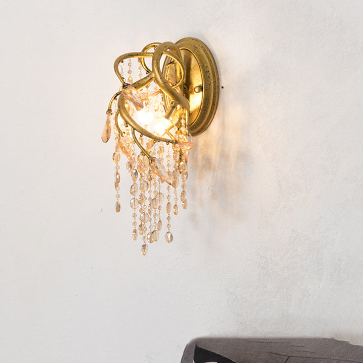 Skørter | Decorative Branch Wall-Mount Lighting 2 Lights Translucent Crystal LED Wall Light in Brass