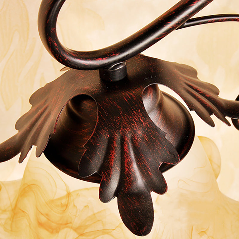 Skørter | Flower-Shaped Yellow Glass Vanity Wall Lamp Modern Stylish 1/2/3-Light Black Finish Wall-Mounted Lighting