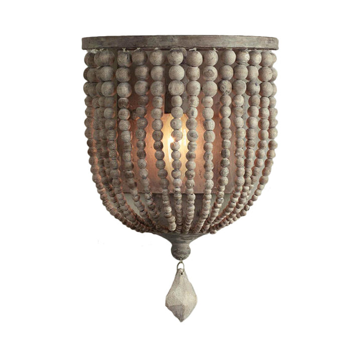 Skørter | 1 Light Wood Wall Lamp Country House Gray Beads Living Room Wall Lamp Light Fixture