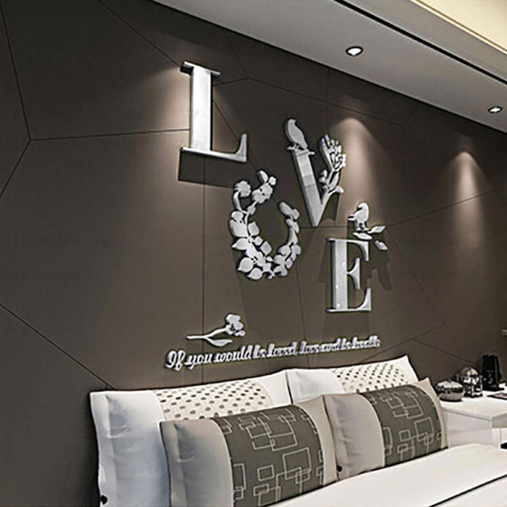 Lisslune | Enchanting 3D Lovebirds Flower Wall Stickers - Easy to Apply & Remove