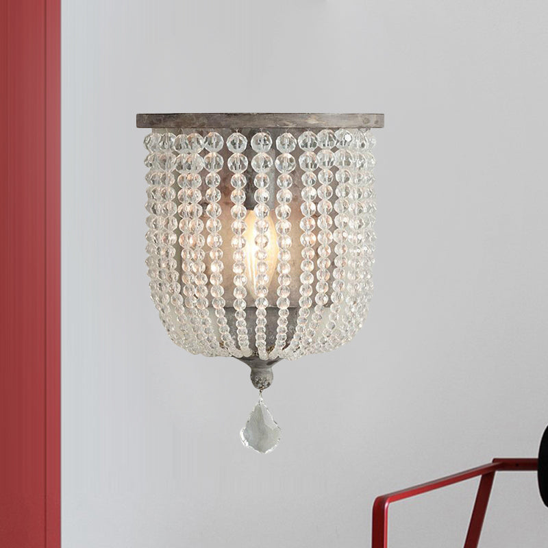 Skørter | White/gray 1 light wall lamp minimalism crystal half basket wall lamp fixture