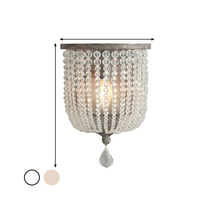 Skørter | White/gray 1 light wall lamp minimalism crystal half basket wall lamp fixture