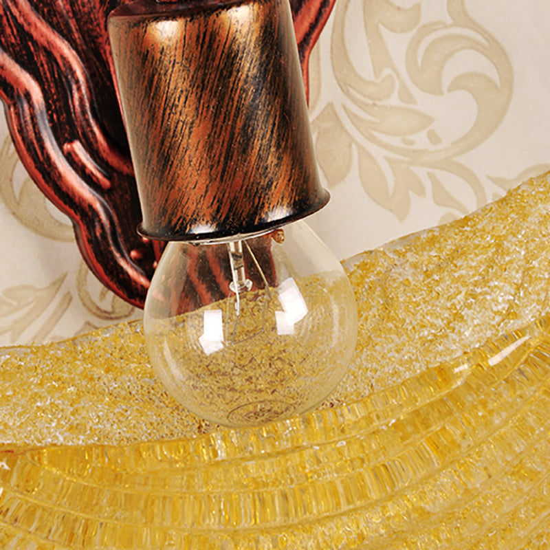 Skørter | Bowl-shaped Wall Light Vintage Stylish Amber Glass 1 Light Weathered Copper Wall Lamp Light for Bedroom