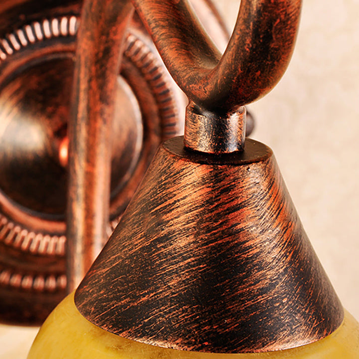 Skørter | Bell Shade Indoor Wall Lamp Yellow Glass and Metal 1 Light Traditional Style Wall Fixture in Copper Finish