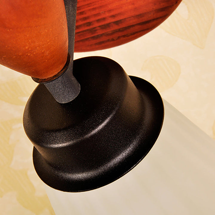 Skørter | Frosted Glass Conical Wall Lamp Modern Stylish 1 Light Red Brown Sconce Light with Wooden Backplate