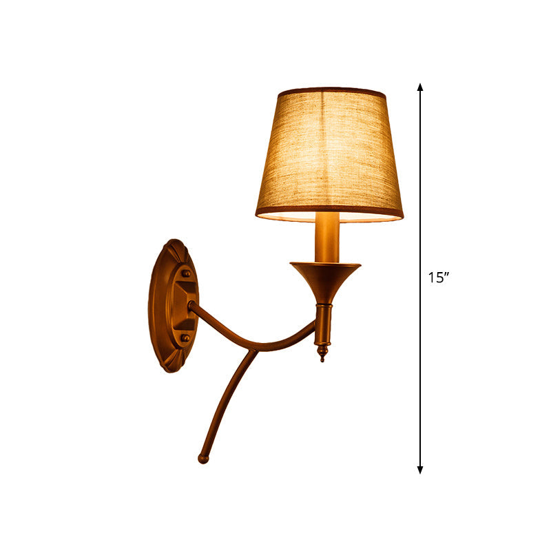 Skørter | 1/2-Bulb Bedroom Wall Lamp Country House Style Army Green Wall Light with Conical Fabric Shade