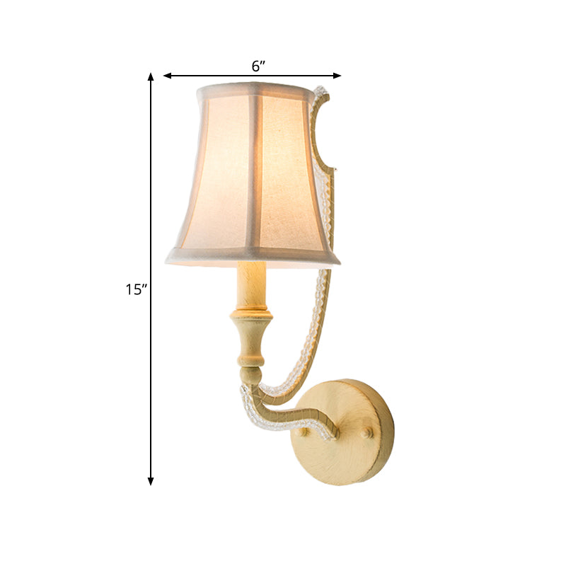 Skørter | Empire Shade Fabric Wall Lamp Rustic 1/2 Lights Bedroom Wall Lamp Fixture in White/Old Silver