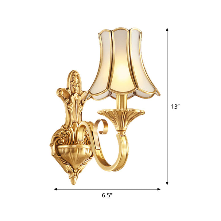 Skørter | Brass Gold Finish Wall Lamp Sconces Carved Arm 1/2 Lamps Colonial Style Wall Mount Lighting