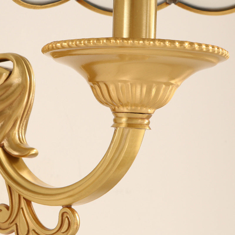 Skørter | Brass Gold Finish Wall Lamp Sconces Carved Arm 1/2 Lamps Colonial Style Wall Mount Lighting