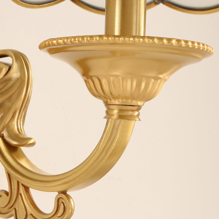 Skørter | Brass Gold Finish Wall Lamp Sconces Carved Arm 1/2 Lamps Colonial Style Wall Mount Lighting
