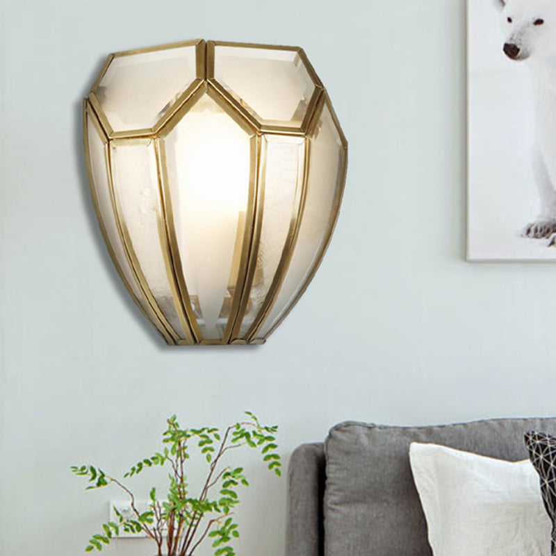 Skørter | Golden Finish Geometric Wall Lamp Traditional Metal and Mouth-Blown Glass 1 Bulb Wall Light Sconces