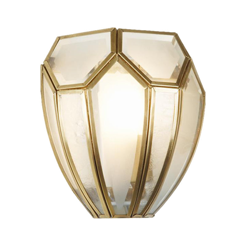 Skørter | Golden Finish Geometric Wall Lamp Traditional Metal and Mouth-Blown Glass 1 Bulb Wall Light Sconces