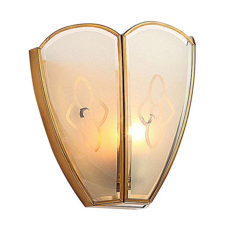 Skørter | 1 Bulb Gold Flush Wall Light Vintage Style Floral Opal Glass Shade Wall Mount Lighting