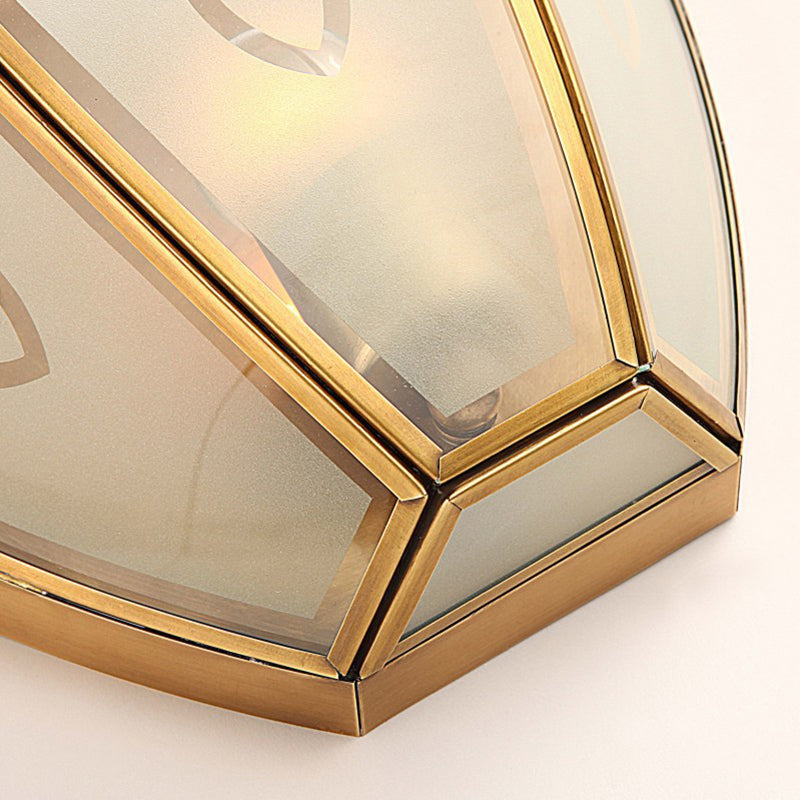 Skørter | 1 Bulb Gold Flush Wall Light Vintage Style Floral Opal Glass Shade Wall Mount Lighting