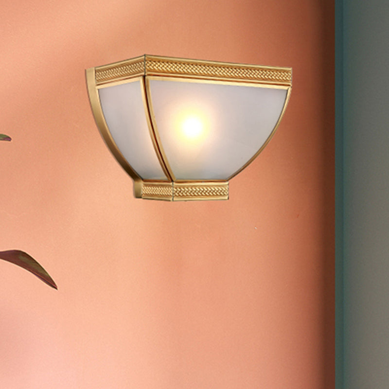 Skørter | Opaque Glass Torch Flush Wall Lamp Retro 1 Head Wall Mount Lamp Kit with Golden Edge