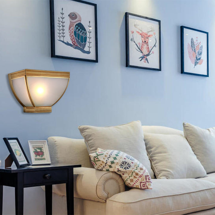 Skørter | Opaque Glass Torch Flush Wall Lamp Retro 1 Head Wall Mount Lamp Kit with Golden Edge